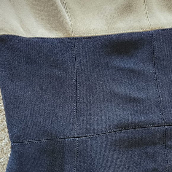 LANVIN 2 TONE VISCOSE TAILORED DRESS SZ 36 MADE IN FRANCE - Picture 6 of 8